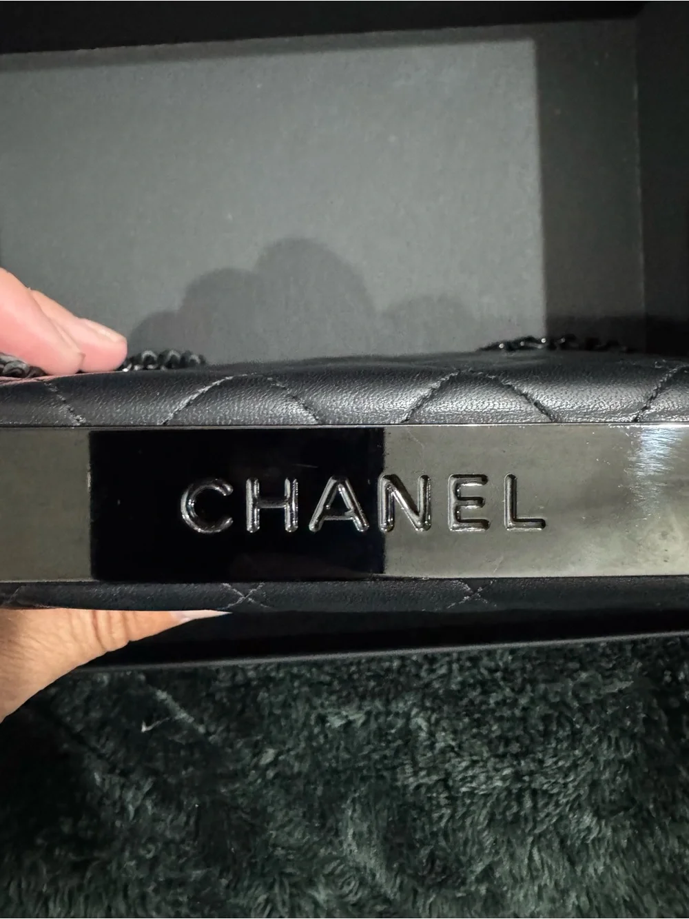CHANEL Black Quilted Lambskin Crossbody Wallet-on-Chain